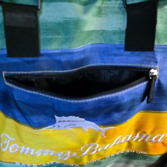 Tommy Bahama Insulated Large Cooler Bag Beach Tote Tropical Blue Green Yellow - Picture 6 of 8